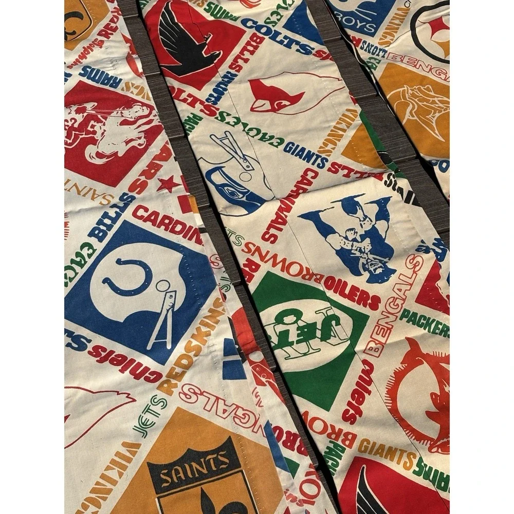 Vtg Set Of 4 1970s NFL Football Teams Logo SEARS Perma-Prest Curtains 150